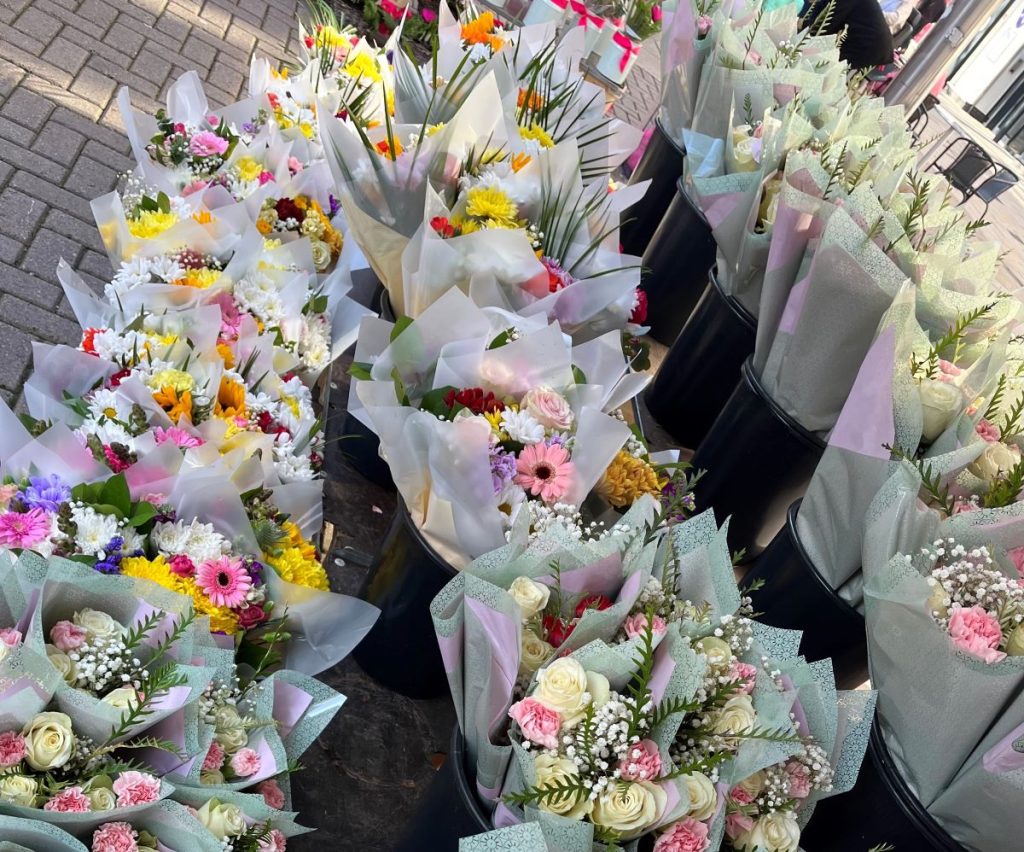Bunches of flowers from Portsmouth Market
