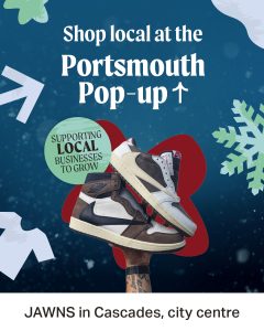 JAWNS trainers advert for Portsmouth Pop Up shop